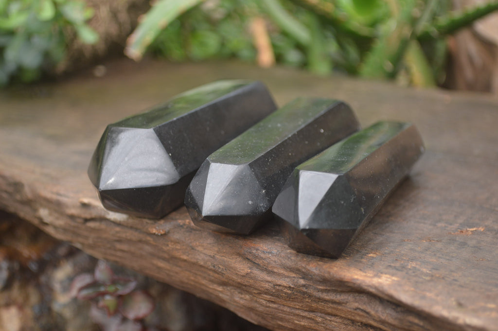 Polished Double Terminated Black Basalt Points x 6 From Madagascar - Toprock Gemstones and Minerals 