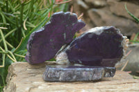 Polished On One Side Metallic Purpurite x 3 From Namibia - Toprock Gemstones and Minerals 