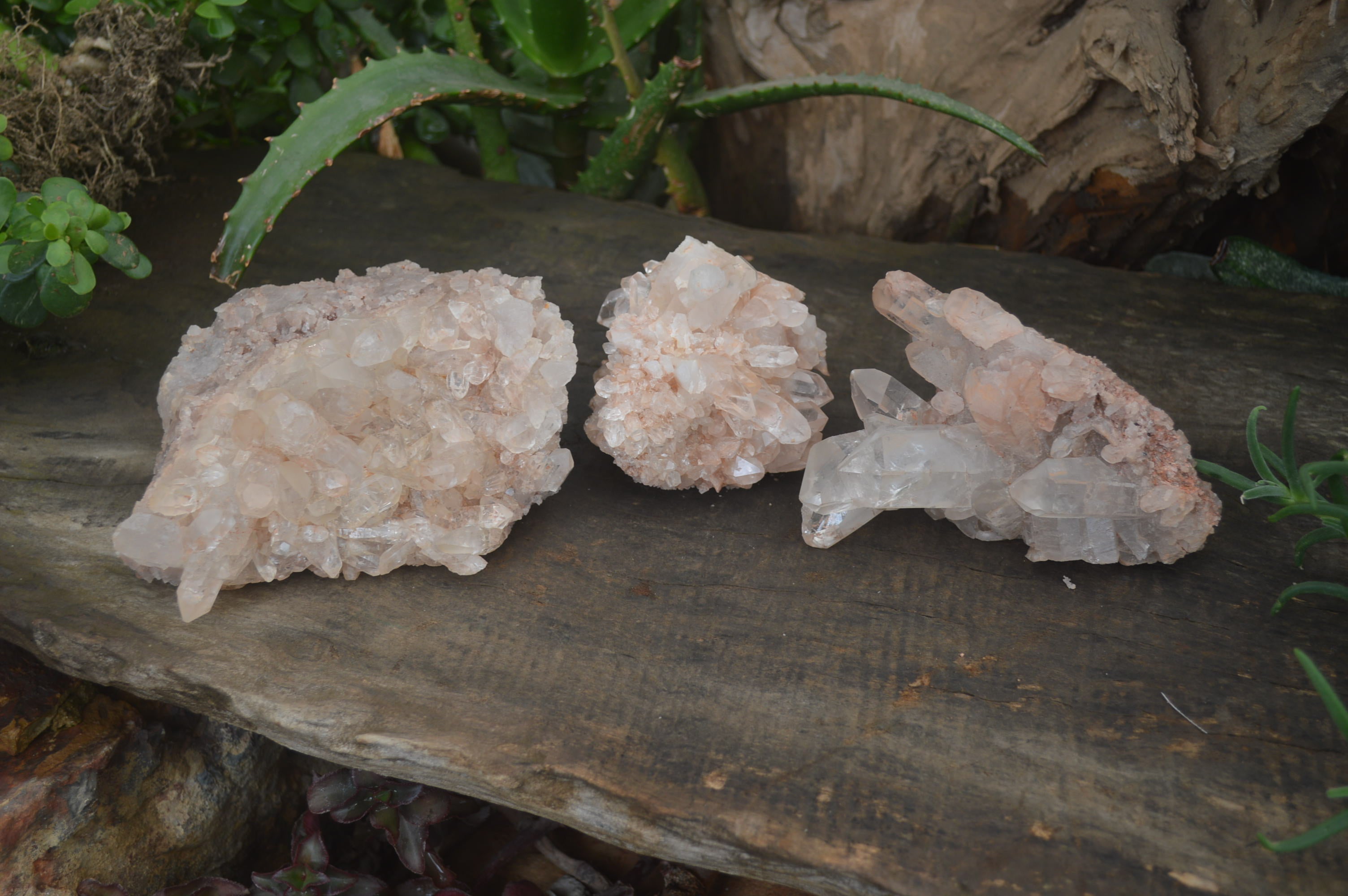 Natural Quartz Clusters x 3 From Madagascar - Toprock Gemstones and Minerals 