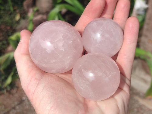 Polished Rose Quartz Spheres x 6 From Madagascar - Toprock Gemstones and Minerals 