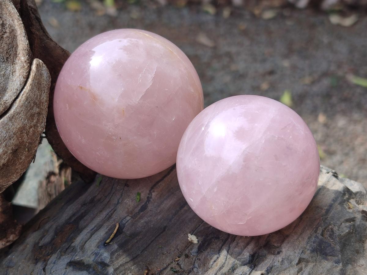 Polished Rose Quartz Spheres x 6 From Madagascar - Toprock Gemstones and Minerals 