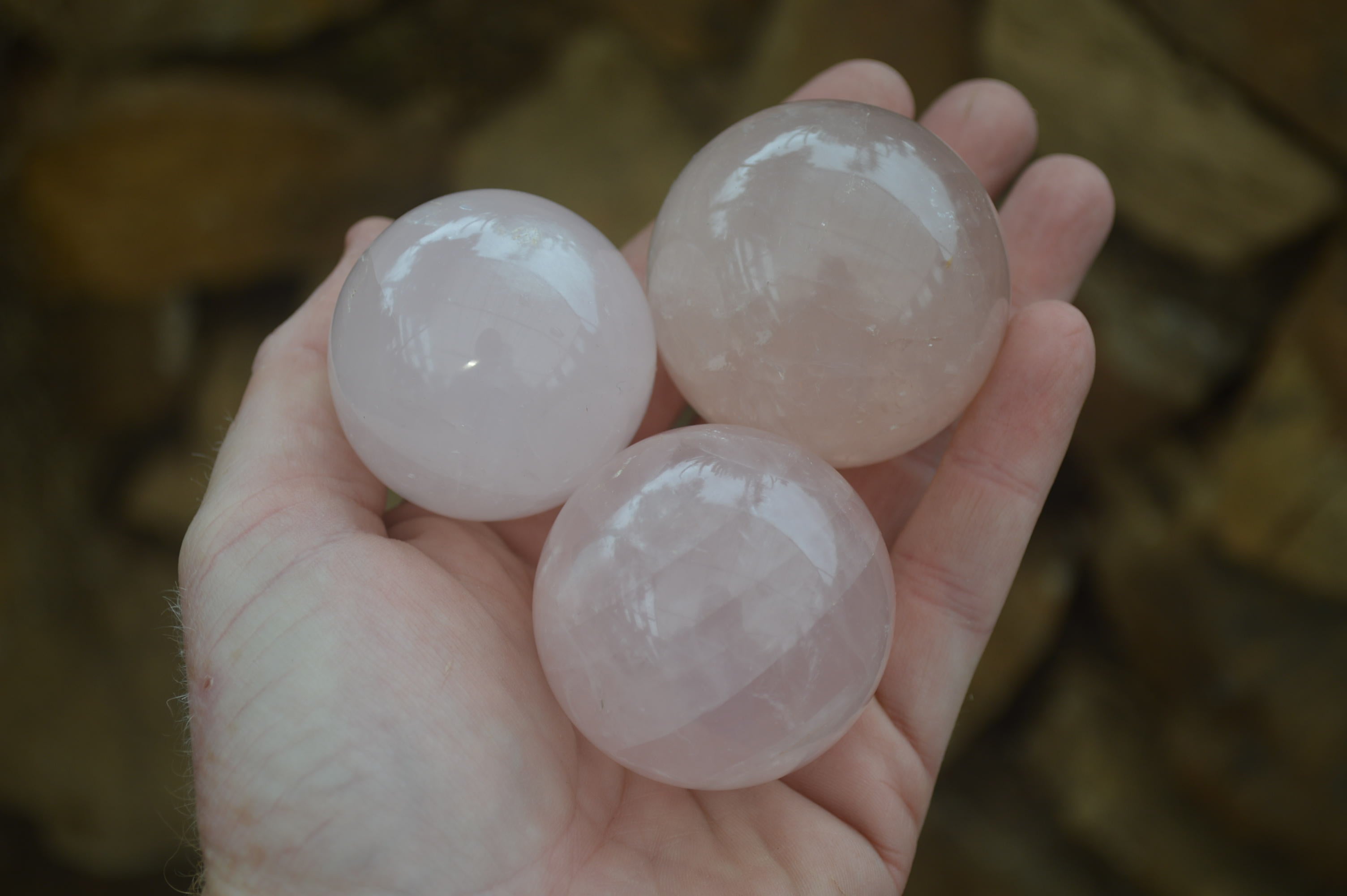 Polished Rose Quartz Spheres x 6 From Madagascar - Toprock Gemstones and Minerals 