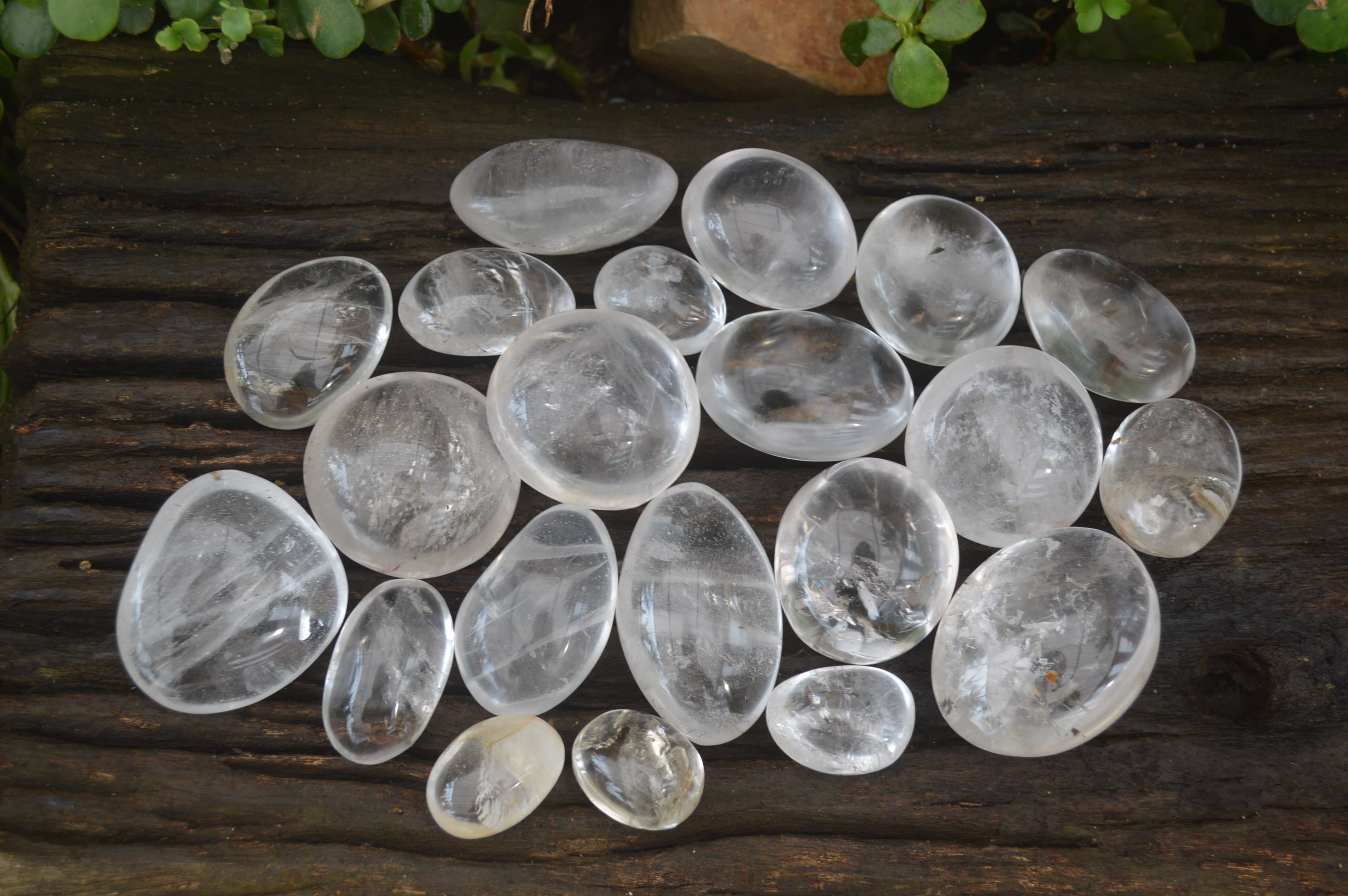 Polished Clear Quartz Palm Stones x 24 From Madagascar - Toprock Gemstones and Minerals 