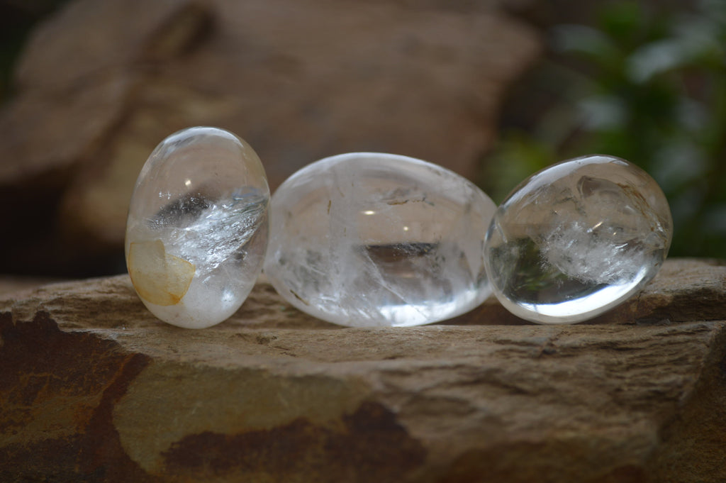 Polished Clear Quartz Palm Stones x 24 From Madagascar - Toprock Gemstones and Minerals 