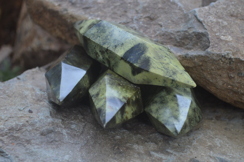 Polished Double Terminated Leopard Stone Points x 6 From Zimbabwe - Toprock Gemstones and Minerals 