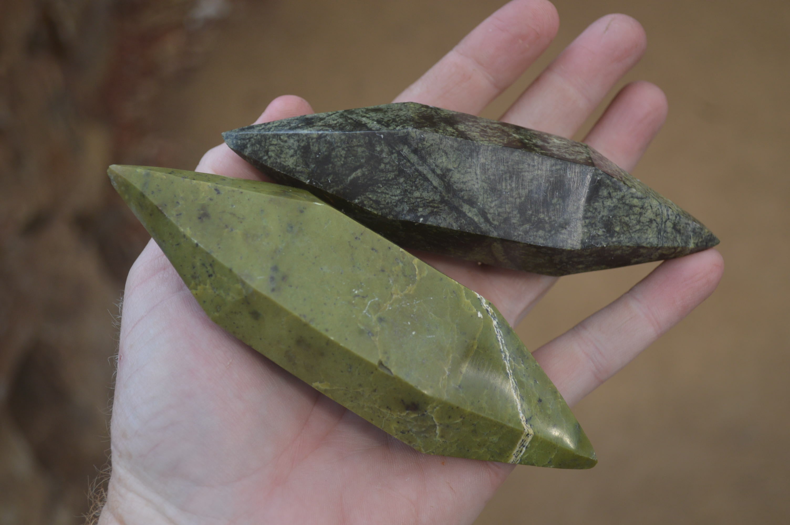 Polished Double Terminated Leopard Stone Points x 6 From Zimbabwe - Toprock Gemstones and Minerals 