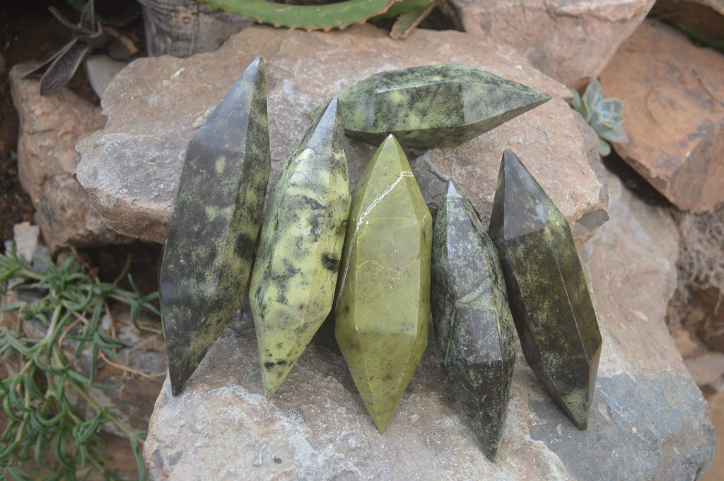 Polished Double Terminated Leopard Stone Points x 6 From Zimbabwe - Toprock Gemstones and Minerals 
