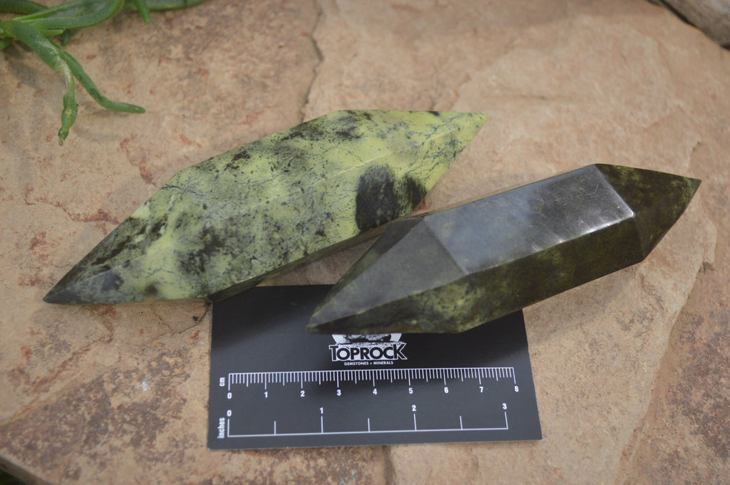 Polished Double Terminated Leopard Stone Points x 6 From Zimbabwe - Toprock Gemstones and Minerals 