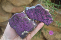 Polished On One Side Metallic Purpurite x 6 From Namibia - Toprock Gemstones and Minerals 