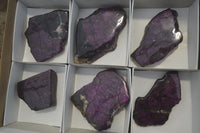 Polished On One Side Metallic Purpurite x 6 From Namibia - Toprock Gemstones and Minerals 