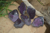 Polished On One Side Metallic Purpurite x 6 From Namibia - Toprock Gemstones and Minerals 