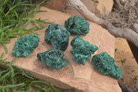 Natural Silky Malachite Specimens x 6 From Kasompe, Congo - Toprock Gemstones and Minerals 