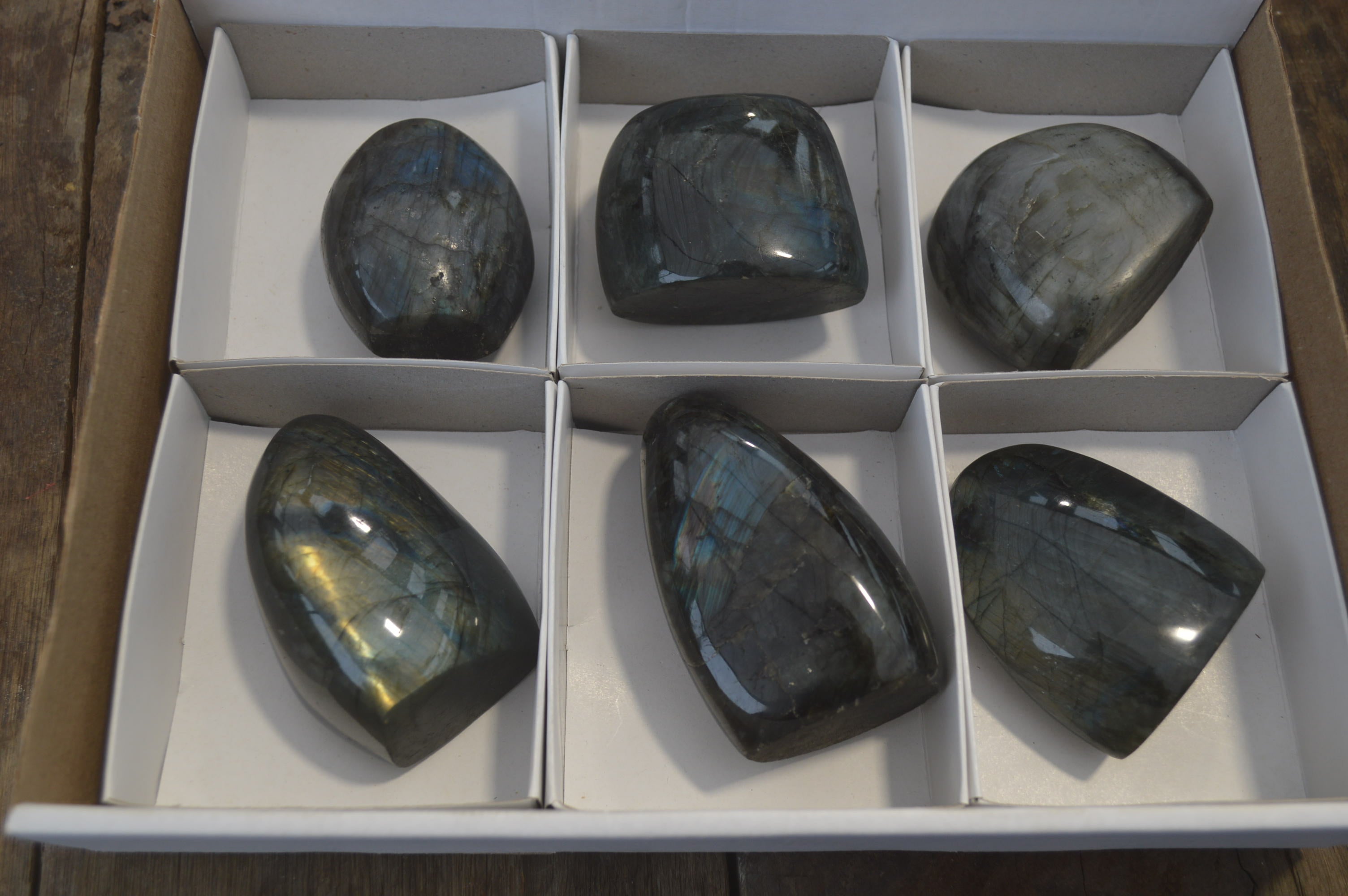 Polished Labradorite Standing Free Forms x 6 From Madagascar - Toprock Gemstones and Minerals 