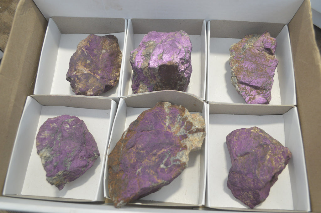 Natural Metallic Purpurite Cobbed Specimens x 6 From Erongo, Namibia - Toprock Gemstones and Minerals 