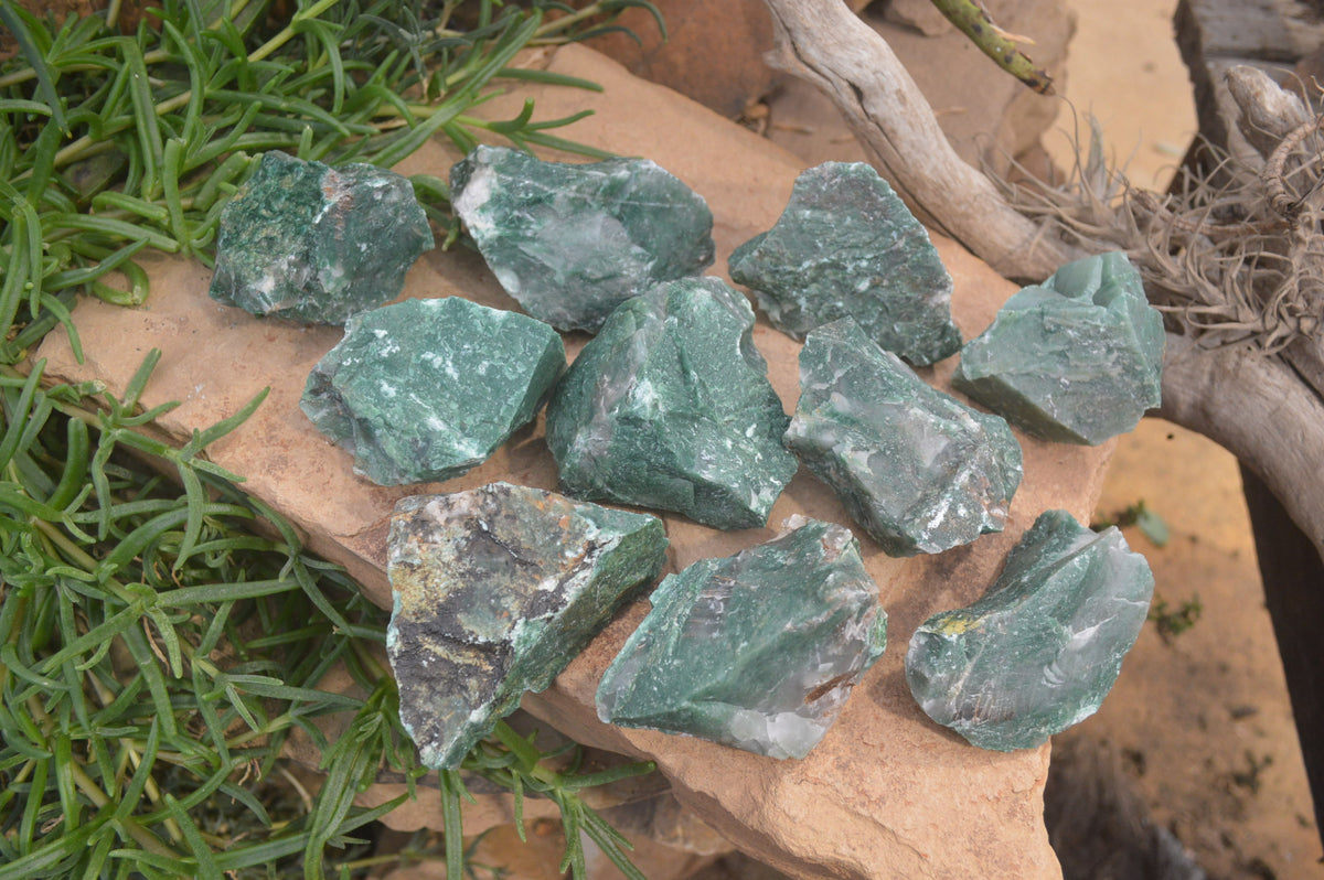 Natural Swazi Jade Cobbed Specimens x 12 from Swaziland - Toprock Gemstones and Minerals 