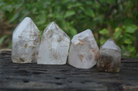 Polished Smokey Window Quartz Crystals x 6 From Madagascar - Toprock Gemstones and Minerals 