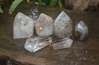 Polished Smokey Window Quartz Crystals x 6 From Madagascar - Toprock Gemstones and Minerals 