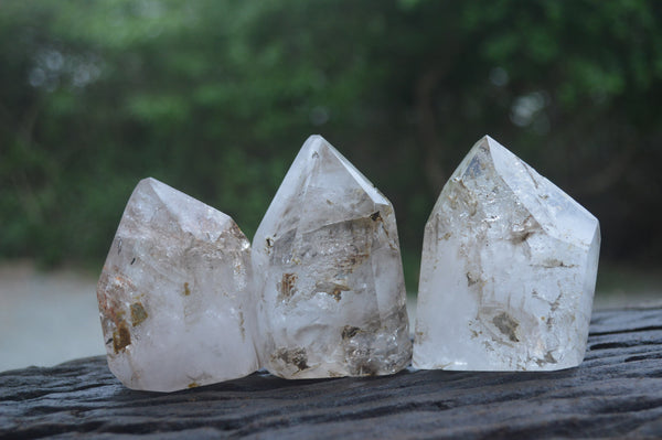 Polished Smokey Window Quartz Crystals x 6 From Madagascar - Toprock Gemstones and Minerals 