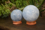 Polished Blue Calcite Spheres x 2 From Madagascar - Toprock Gemstones and Minerals 