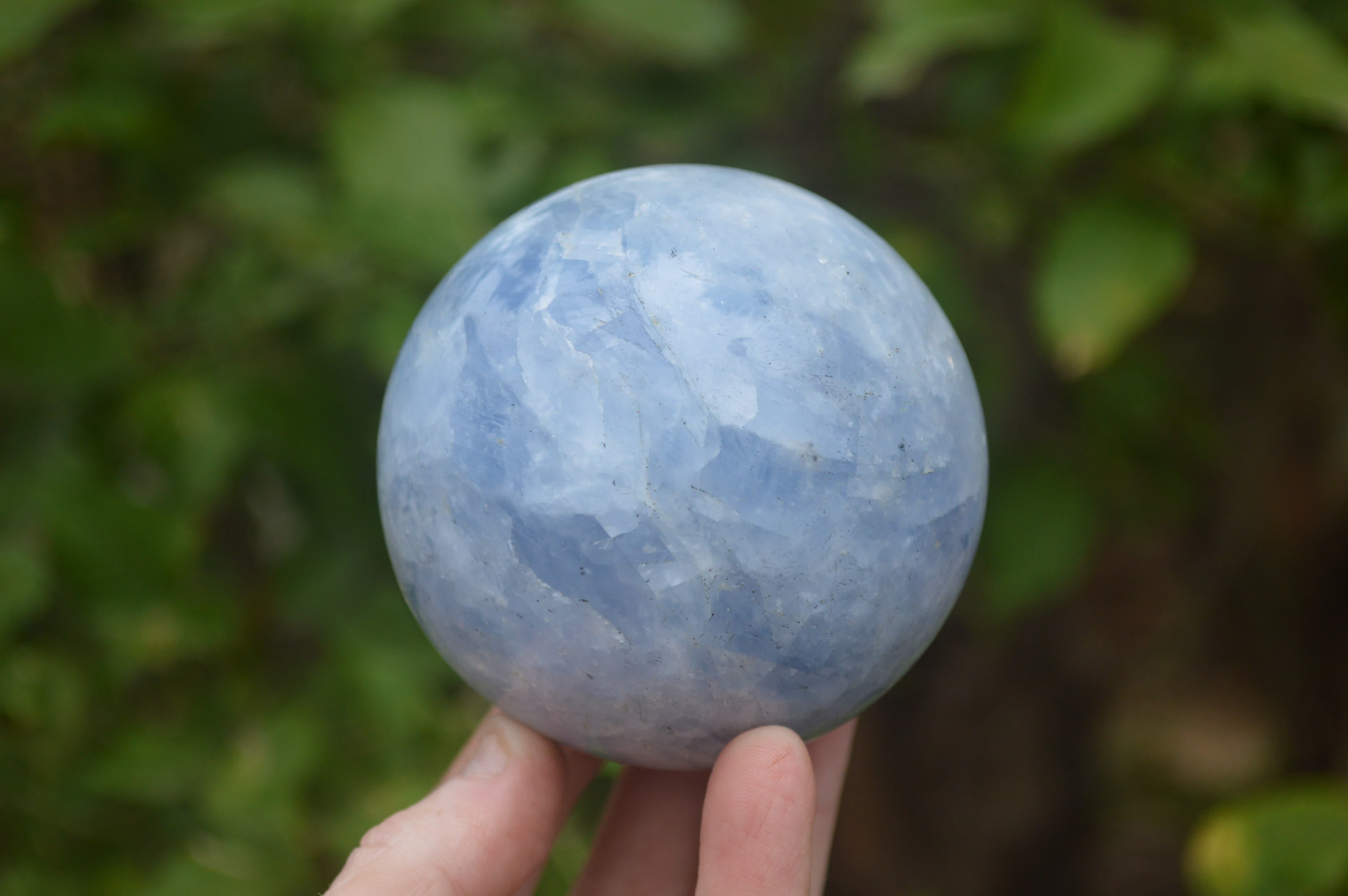 Polished Blue Calcite Spheres x 2 From Madagascar - Toprock Gemstones and Minerals 