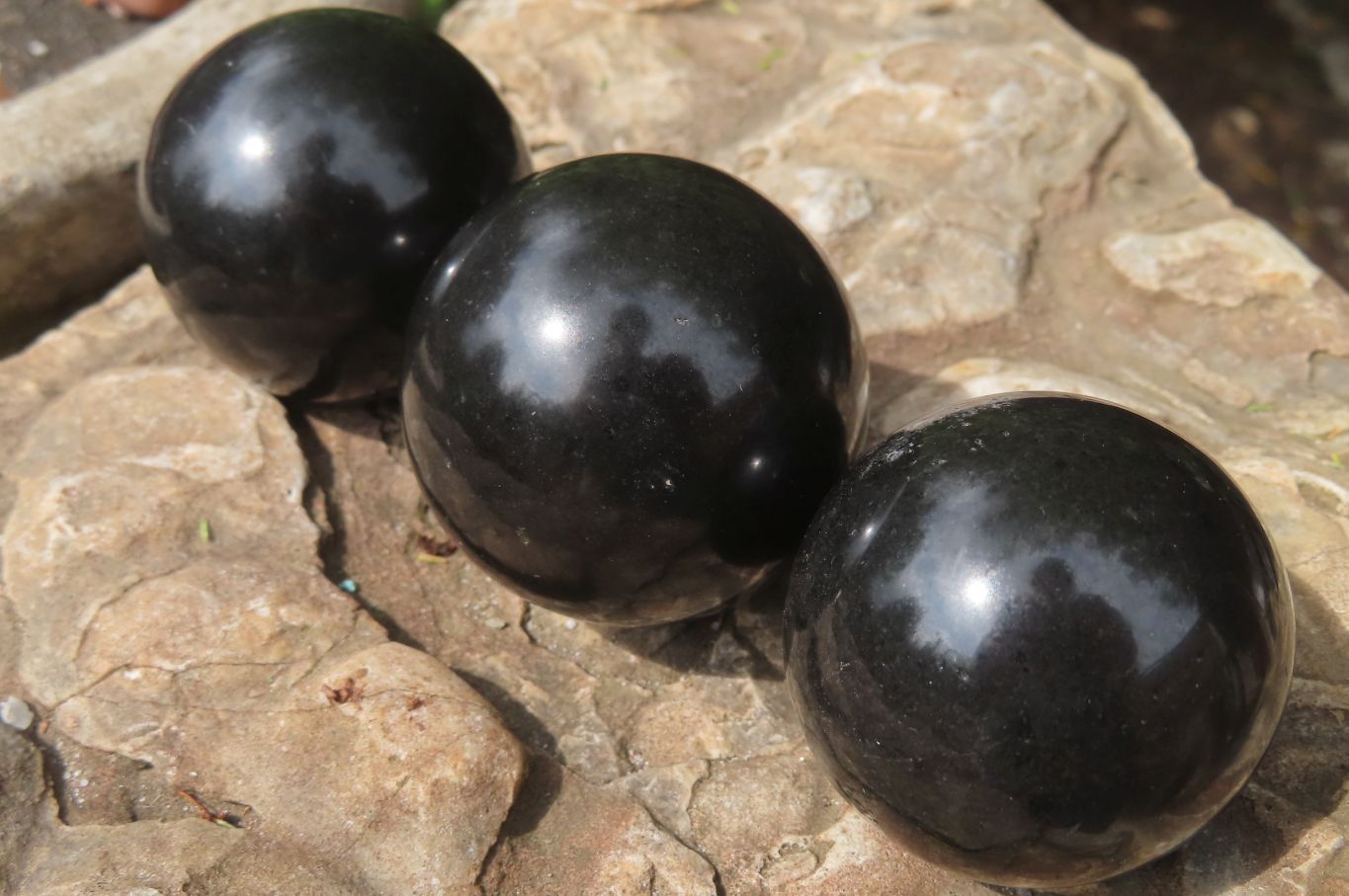 Polished Black Basalt Spheres x 12 From Madagascar - Toprock Gemstones and Minerals 