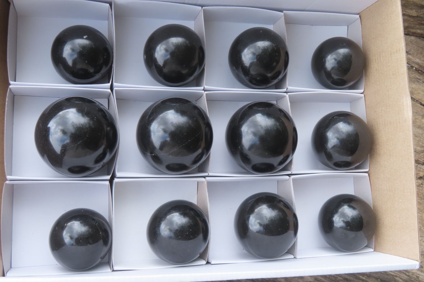 Polished Black Basalt Spheres x 12 From Madagascar - Toprock Gemstones and Minerals 