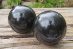 Polished Black Basalt Spheres x 12 From Madagascar - Toprock Gemstones and Minerals 
