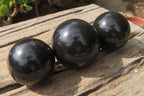 Polished Black Basalt Spheres x 12 From Madagascar - Toprock Gemstones and Minerals 