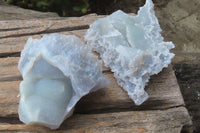 Natural Etched Blue Chalcedony Specimens x 4 From Nsanje, Malawi - Toprock Gemstones and Minerals 