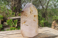 Polished Smokey Window Quartz Crystals x 2 From Madagascar - Toprock Gemstones and Minerals 