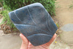 Polished Blue Spinel Spotted Quartz Leaf Sculptures x 2 From Madagascar - Toprock Gemstones and Minerals 