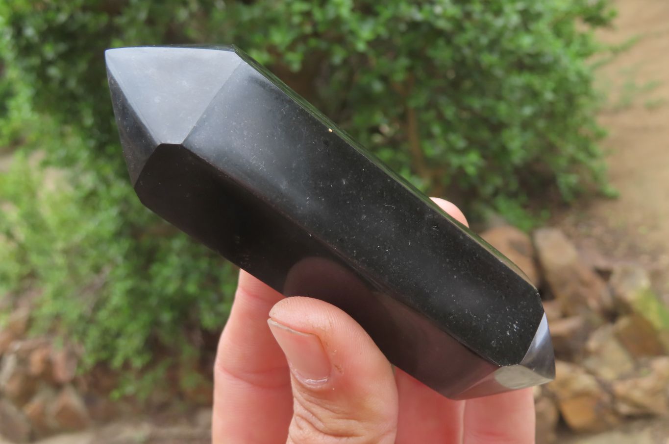 Polished Double Terminated Black Basalt Points x 6 From Madagascar ...