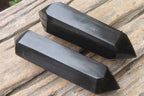Polished Double Terminated Black Basalt Points x 6 From Madagascar - Toprock Gemstones and Minerals 