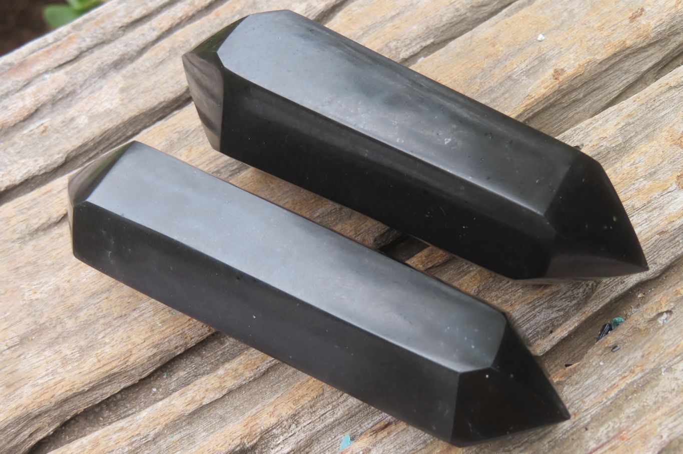 Polished Double Terminated Black Basalt Points x 6 From Madagascar - Toprock Gemstones and Minerals 