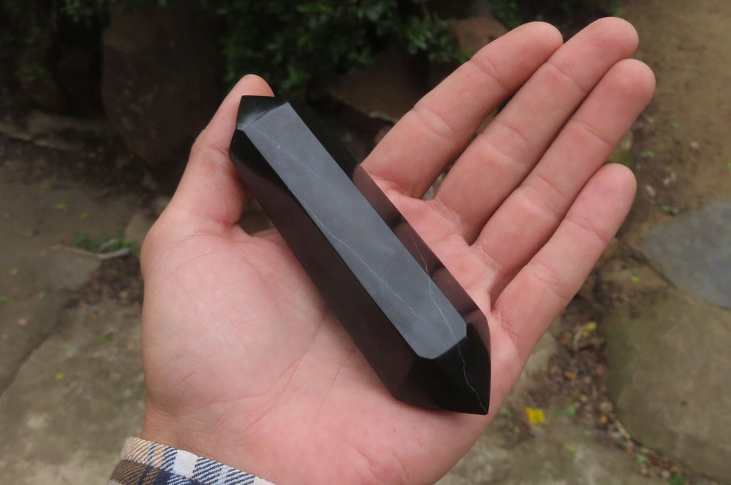 Polished Double Terminated Black Basalt Points x 6 From Madagascar - Toprock Gemstones and Minerals 