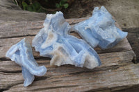 Natural Etched Blue Chalcedony Specimens x 3 From Nsanje, Malawi - Toprock Gemstones and Minerals 