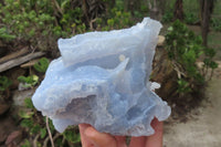 Natural Etched Blue Chalcedony Specimens x 3 From Nsanje, Malawi - Toprock Gemstones and Minerals 