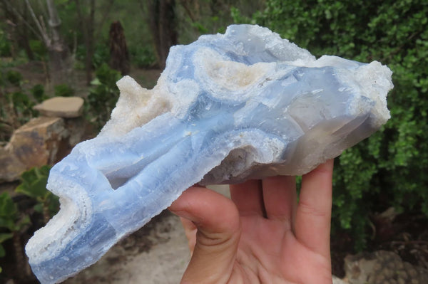 Natural Etched Blue Chalcedony Specimens x 3 From Nsanje, Malawi - Toprock Gemstones and Minerals 