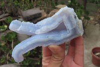 Natural Etched Blue Chalcedony Specimens x 3 From Nsanje, Malawi - Toprock Gemstones and Minerals 