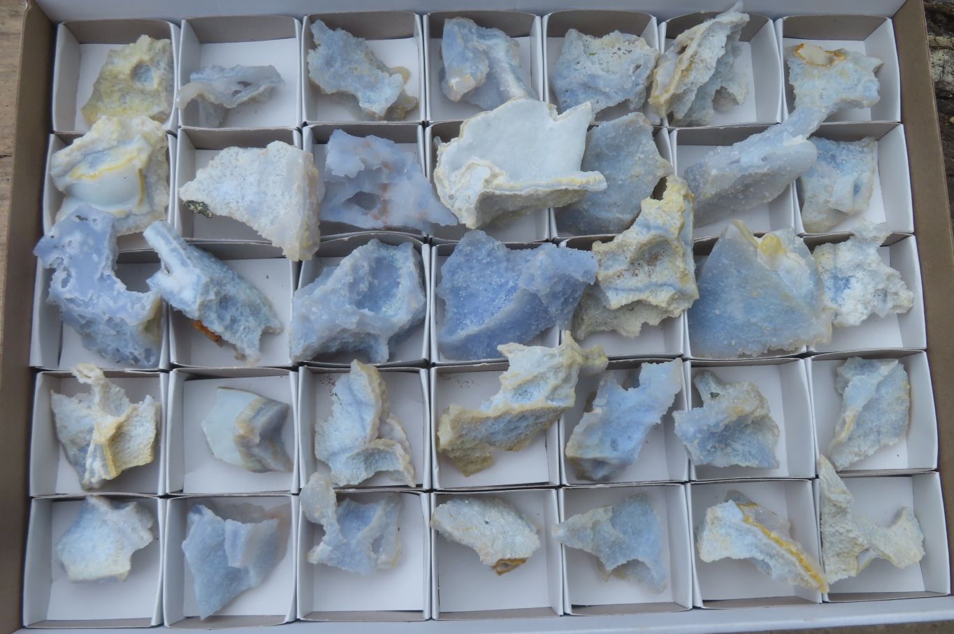 Natural Etched Blue Chalcedony Specimens x 35 From Nsanje, Malawi - Toprock Gemstones and Minerals 