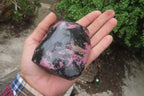 Polished On One Side Rhodonite Standing Free Forms x 4 From Madagascar - Toprock Gemstones and Minerals 