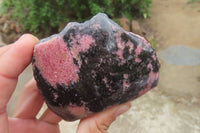 Polished On One Side Rhodonite Standing Free Forms x 4 From Madagascar