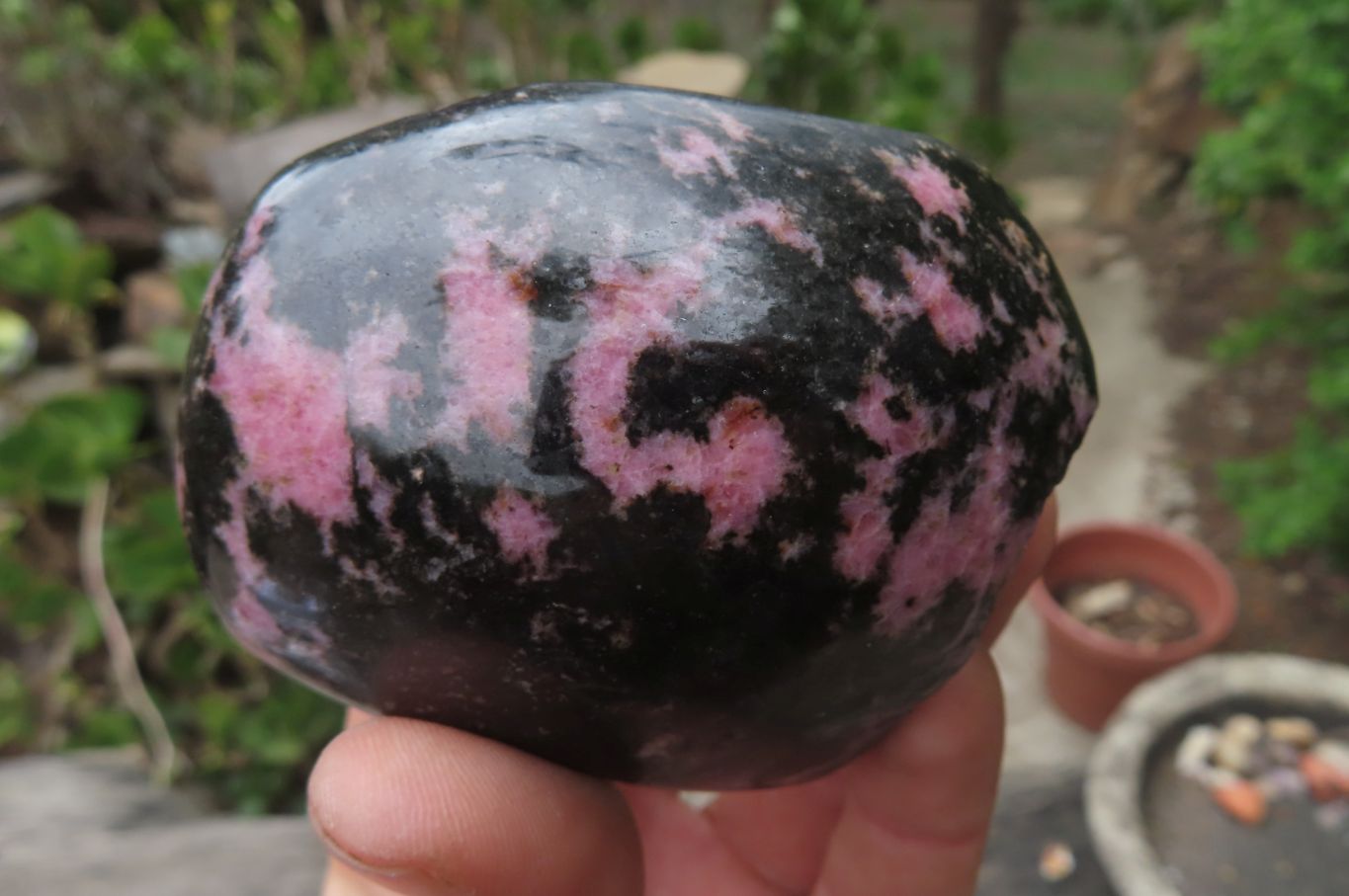Polished On One Side Rhodonite Standing Free Forms x 4 From Madagascar - Toprock Gemstones and Minerals 