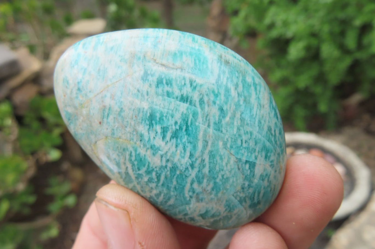 Polished Amazonite Palm Stones x 24 from Zimbabwe - Toprock Gemstones and Minerals 