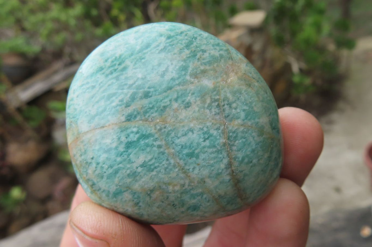 Polished Amazonite Palm Stones x 24 from Zimbabwe - Toprock Gemstones and Minerals 