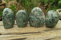 Polished Rare Emerald Mica In Matrix Standing Free Forms x 4 From Mutoko, Zimbabwe - Toprock Gemstones and Minerals 