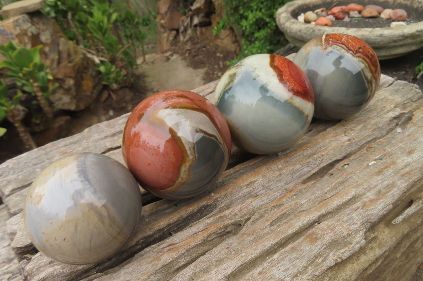 Polished Polychrome Jasper Spheres x 4 From Madagascar - Toprock Gemstones and Minerals 