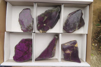 Polished On One Side Metallic Purpurite Specimens x 6 From Namibia - Toprock Gemstones and Minerals 