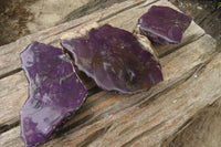 Polished On One Side Metallic Purpurite Specimens x 3 From Namibia - Toprock Gemstones and Minerals 
