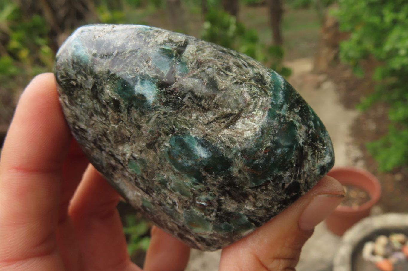 Polished Rare Emerald Mica In Matrix Standing Free Forms x 3 From Mutoko, Zimbabwe - Toprock Gemstones and Minerals 